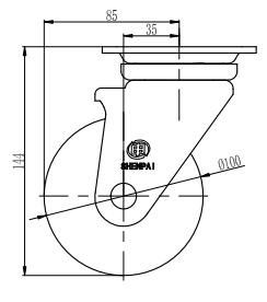 Bánh xe PU xoay Shenpai D100, 25A10-1651