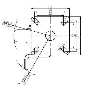 Bánh xe PU xoay khóa Shenpai D130, 25A20-1652