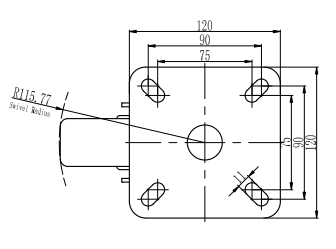 Bánh xe PU xoay Shenpai D150, 25A28-1653