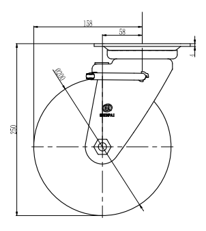 Bánh xe PU xoay khóa Shenpai D200, 25A38-1654