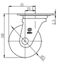 Bánh xe PU xoay Shenpai D75, 25A01-1052