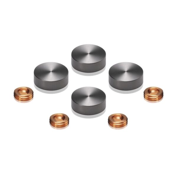 set of 4 screw cover diameter 11 16 aluminum titanium finish