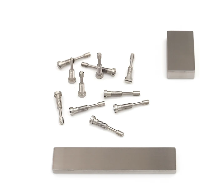 Small parts and steel material blocks for mill turn medical applications